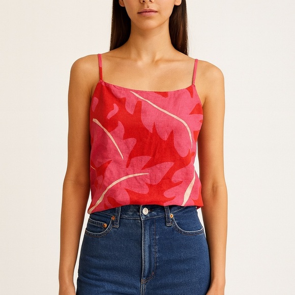 Trovata Birds of Paradis Tank, 100% Linen, Beautiful Tropical Print, Sz Large - Picture 6 of 6